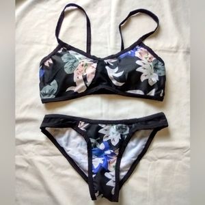 Black bathing suit with floral design